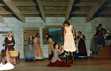 stage setting for Brigadoon theatre production